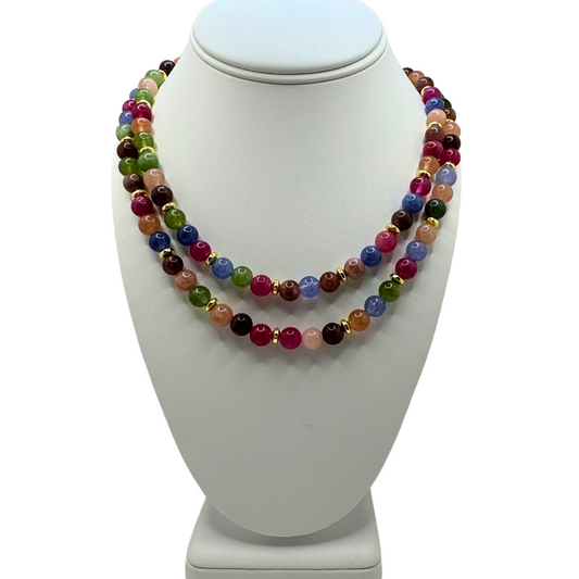 Fall Rainbow of Tourmalines Double Loop (or Long) Necklace