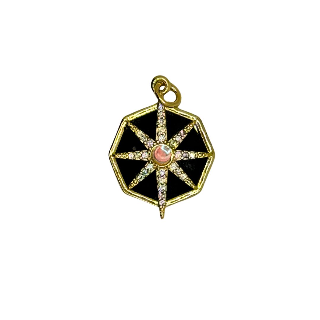 Black Octagon Star Charm