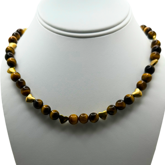 Tigers (eye) and Hearts, oh my! Neckalce