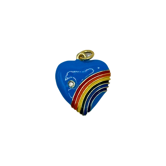 Blue Rainbow Enamel Heart Charm