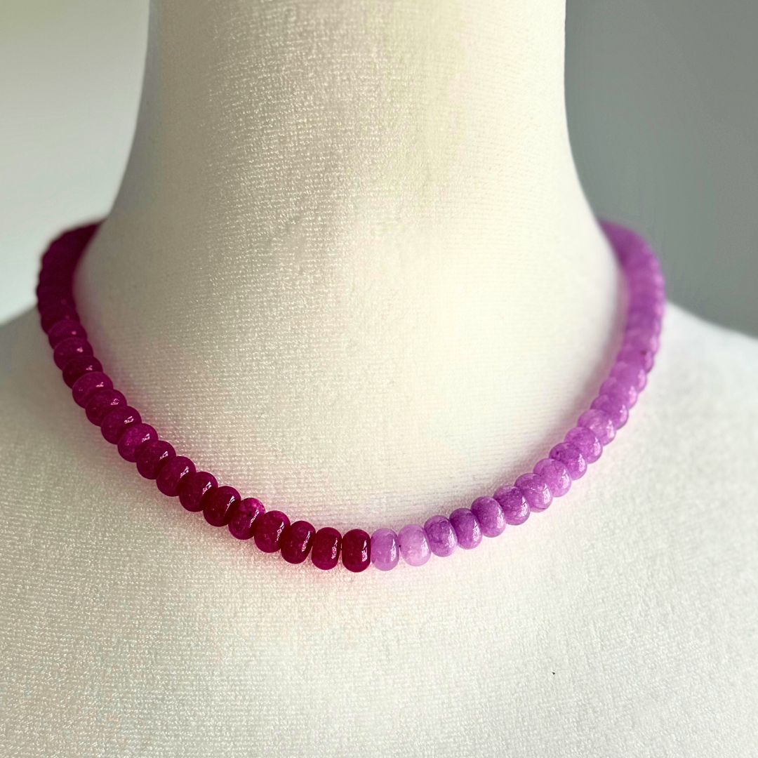 Hot Pink and Lavender Color Blocked Necklace