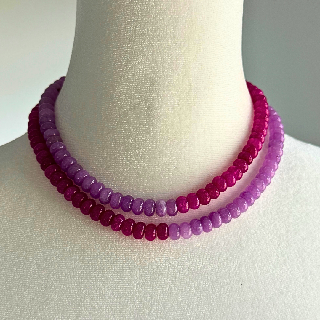 Hot Pink and Lavender Color Blocked Necklace