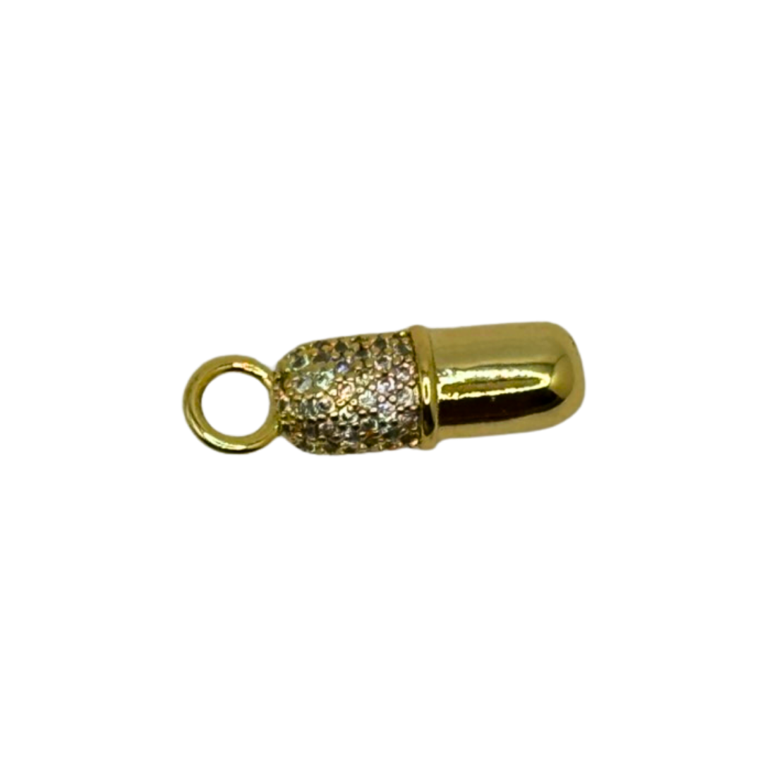 CZ Gold Pill Charm