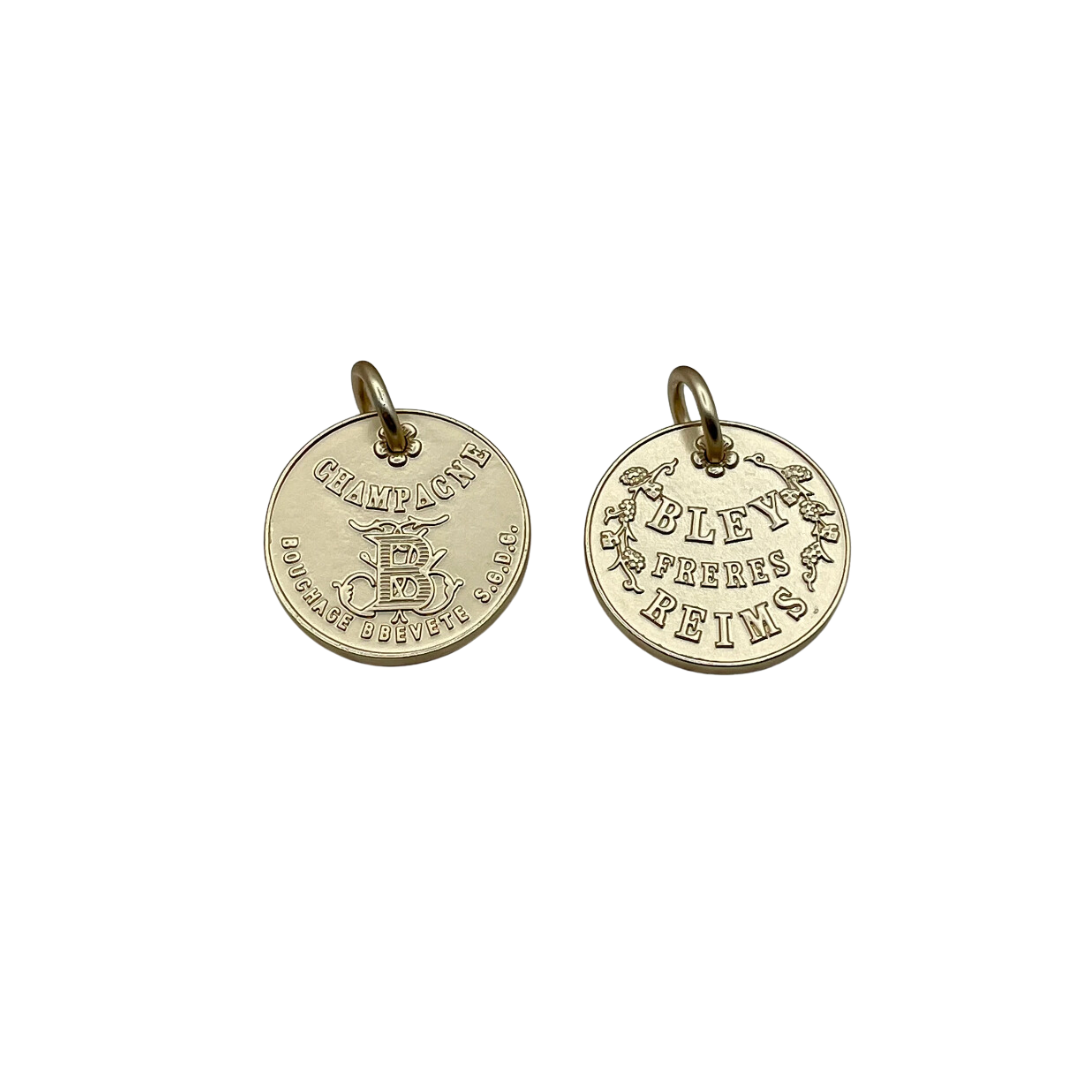 French Champagne Coin Pendant