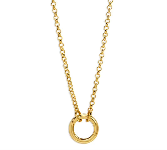 18k Gold Plated Rolo Chain Charm Necklace